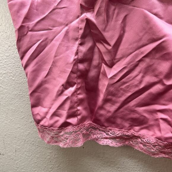 VTG Worthington Satin Lace Camisole Tank Top Whimsy Fairy Cropped Pink Y2K SZ L - Picture 3 of 6